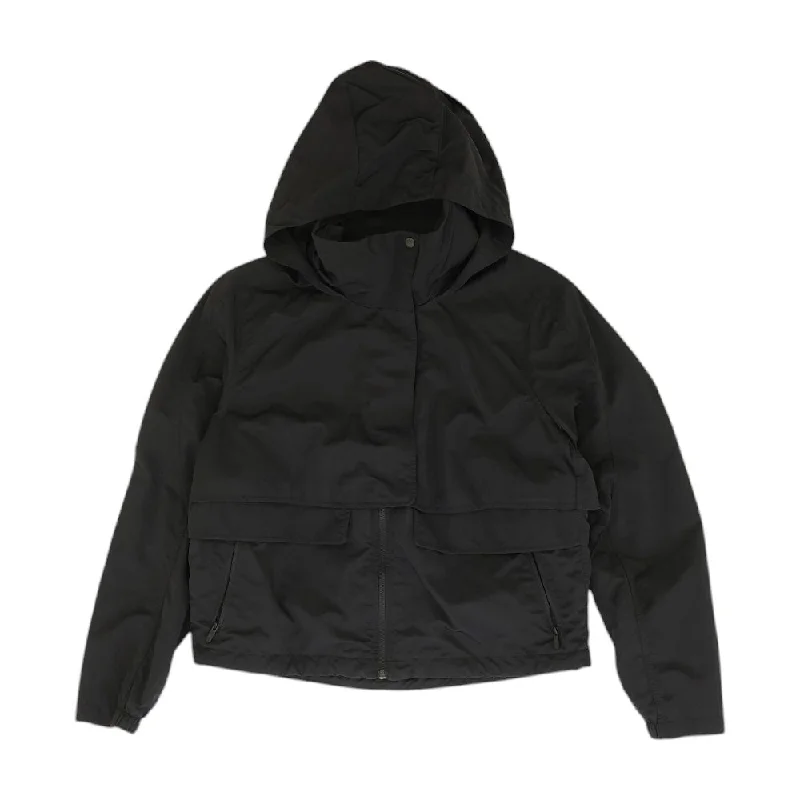 Black Solid Active Jacket Knit Fabric Woven Fabric Fleece Fabric