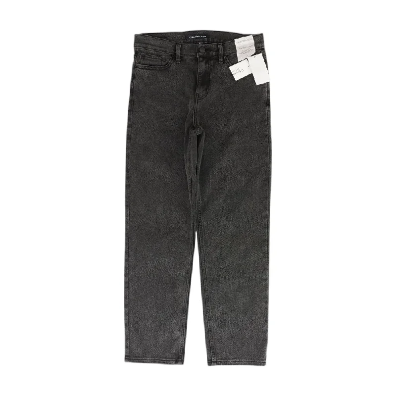 Black Solid High Rise Straight Leg Jeans Classic Slim Fit Jeans