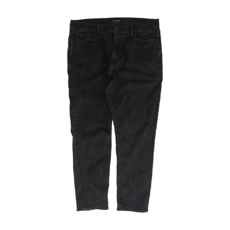 Black Solid Regular Jeans Elegant Raw Hem Jeans