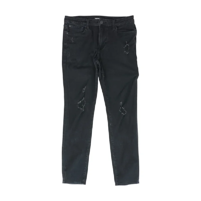 Black Solid Slim Jeans Elegant Wide-Leg Jeans