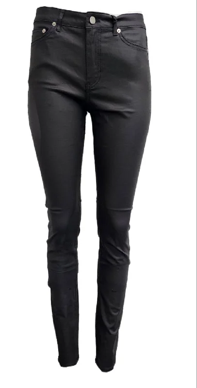 BLK DNM Women's Empire Black High Rise Skinny Slim Faux Leather Pants NWT Comfortable Jogging Pants
