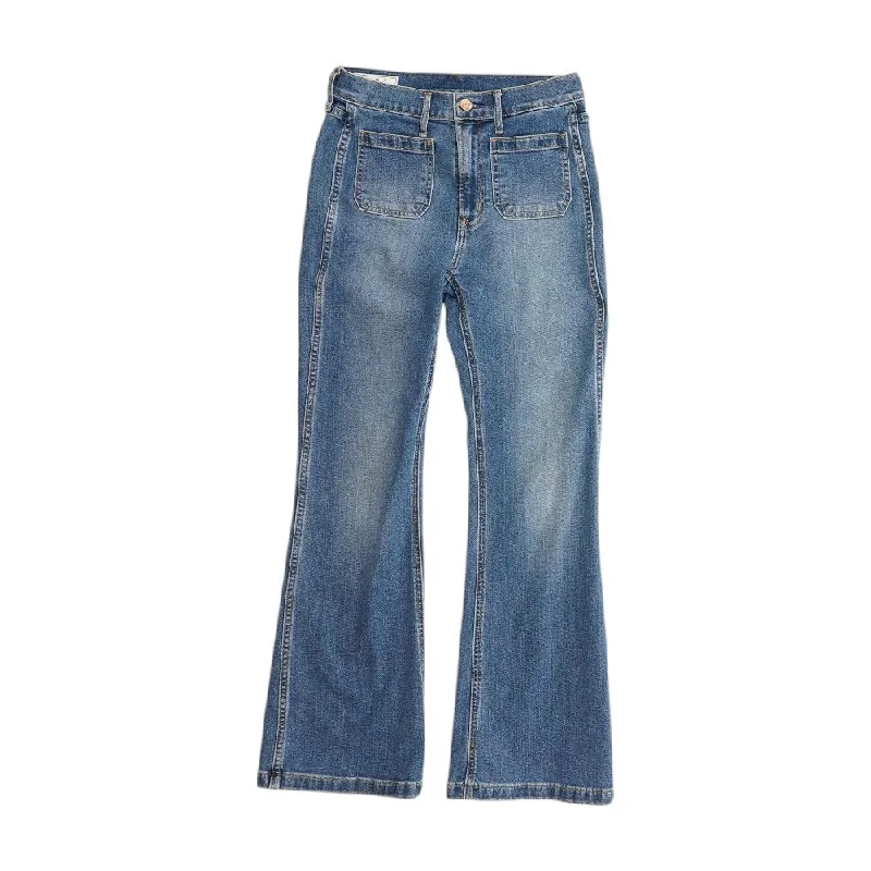 Blue Solid High Rise Jeans Trendy Flared Leg Jeans