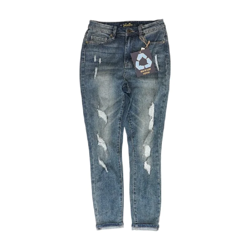 Blue Solid High Rise Slim Leg Jeans Fashionable Slim Fit Jeans