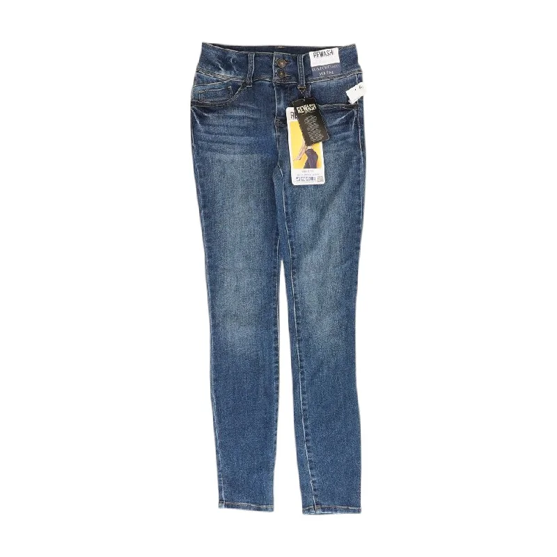 Blue Solid Mid Rise Skinny Leg Jeans Cozy Wide-Legged Jeans