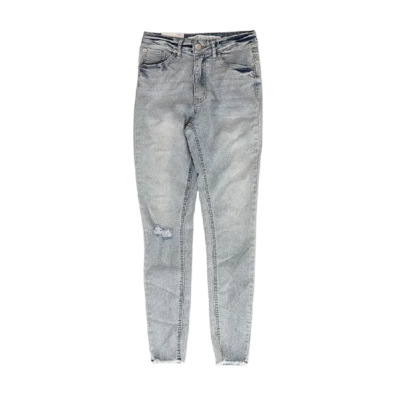 Blue Solid Mid Rise Skinny Leg Jeans Elegant Dark-Wash Bootcut Jeans