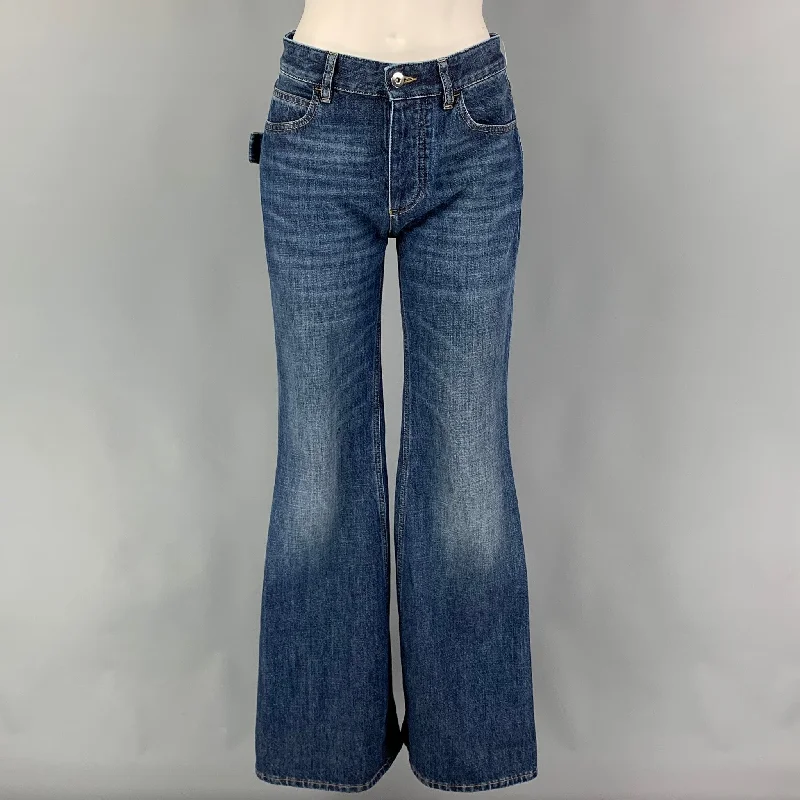 BOTTEGA VENETA Size 0 Blue Cotton Bell Bottom Jeans Stylish Bootcut Denim Jeans