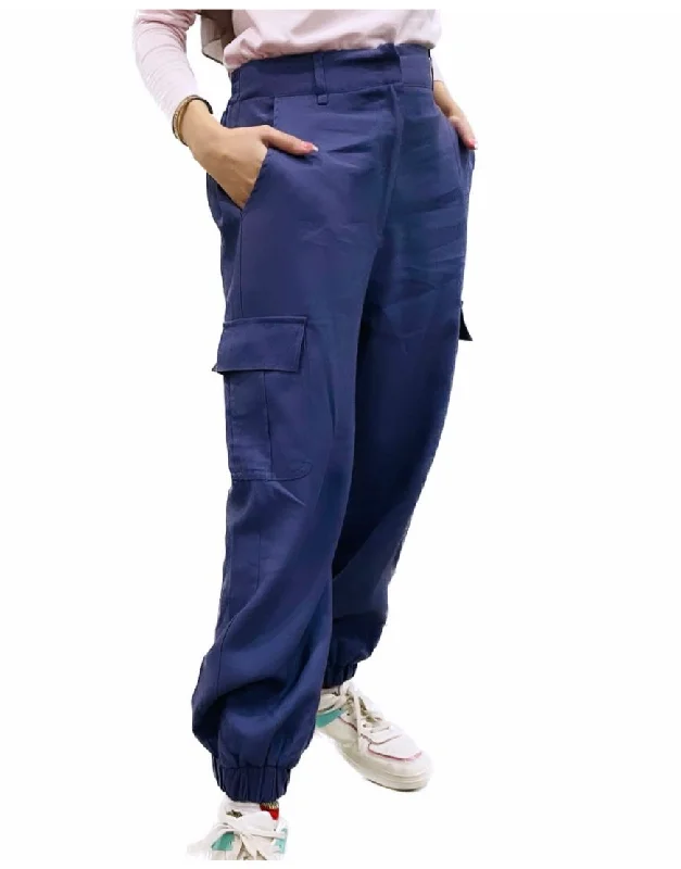 Cargo Punk Jogger Pants in Blue Casual Drawstring Pants
