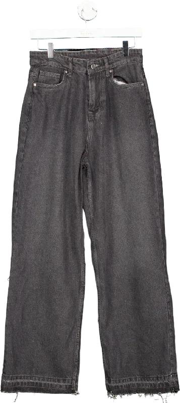 Cernucci Grey High Waisted Wide Leg Jeans UK 8 Elegant Tapered Leg Denim