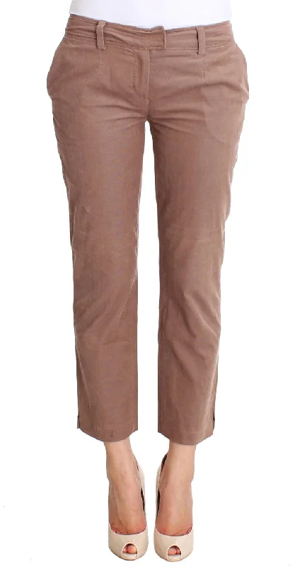 Chic Brown Cropped Corduroy Pants Lightweight Linen Pants
