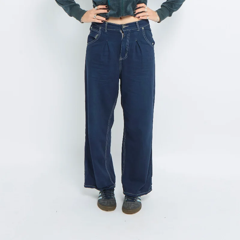 Contrast Stitch Straight Leg Jeans - UK 8 Comfortable Ankle Jeans