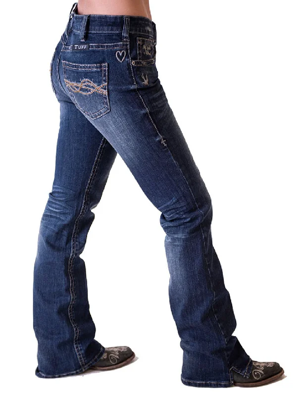 Cowgirl Tuff Ladies Jeans - Natural Waist - Inspire Dark Trendy Vintage Denim Jeans