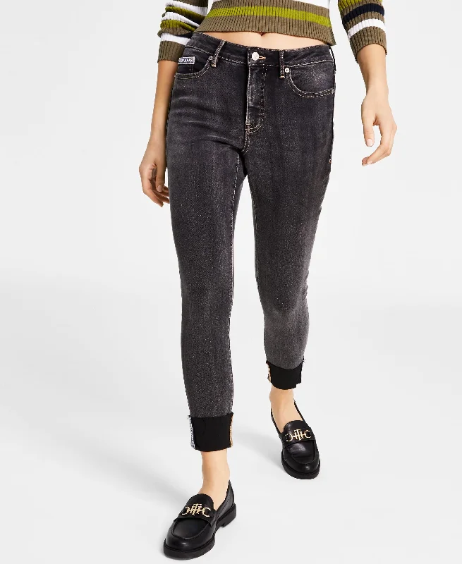 Cuffed Skinny Jeans Casual Light Wash Jeans