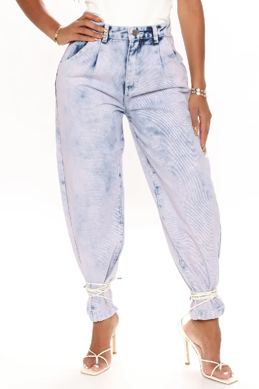 Daydreamer High Rise Baggy Mom Jeans - Violet Casual Bootcut Ripped Jeans