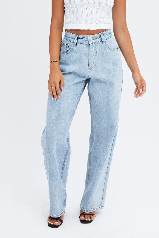 Denim Baggy Jeans Mid Rise Stylish Relaxed Fit Skinny Jeans