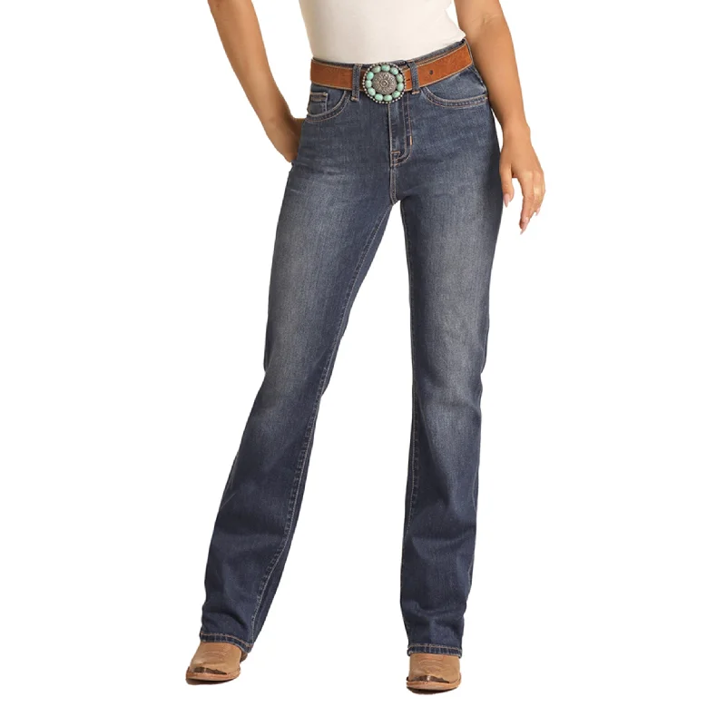 Dark Vintage High Rise Jean Casual High-Waisted Bootcut Jeans