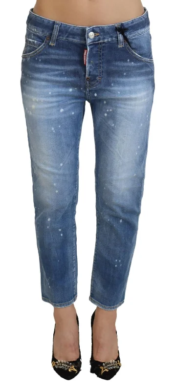 Dsqua²  Cotton Low Waist Cropped  Cool Girl Women's Jeans Comfortable Stretch Fit Jeans