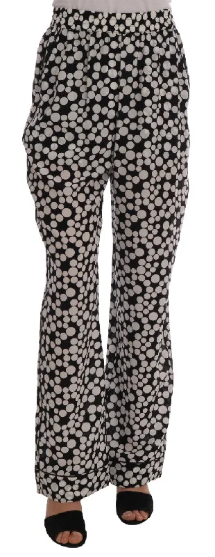Elegant Polka Dot Silk High-waist Pants Classic Stretch Pants