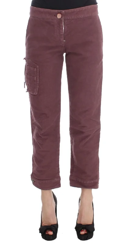 Ermanno Scervino Chic Bordeaux Capri Cropped Cargo Pants Relaxed High-Waist Trousers
