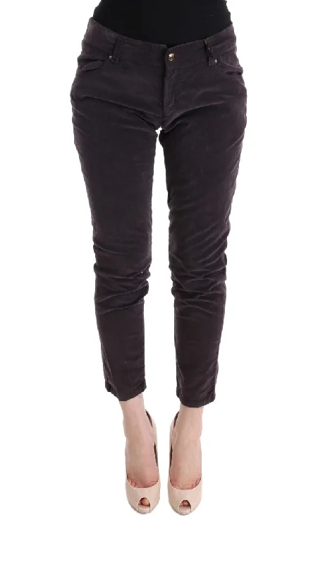 Ermanno Scervino Chic Brown Capri Cropped Cotton Pants Chic Wool Trousers