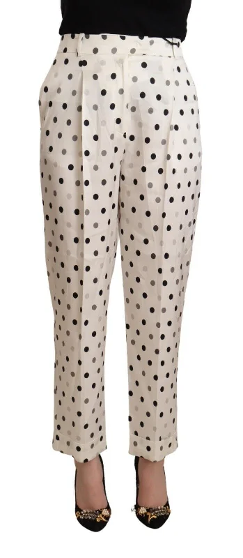 Ermanno Scervino  Polka Dotted High Waist Tape Women's Pants Casual Drawstring Pants