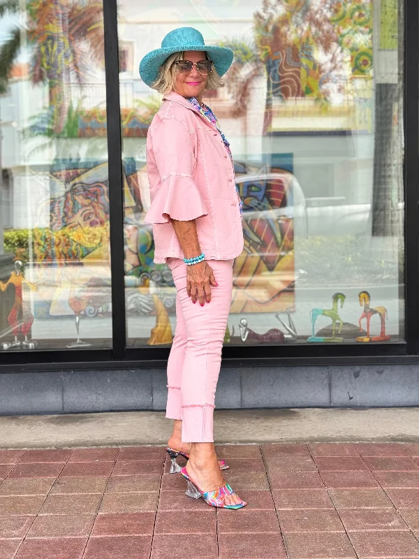 Ethyl Easy Breeze Pink Crop Pant - Exodus Comfortable Denim Leggings