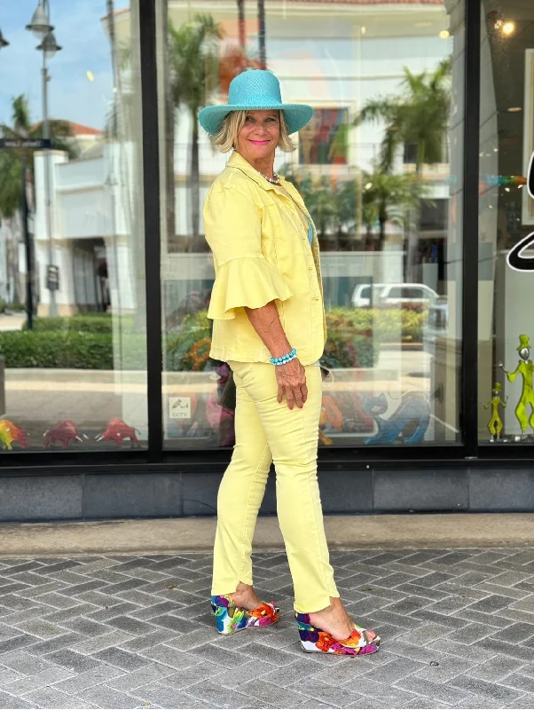 Ethyl The End Yellow Game Pant - Gloss Classic Pleated Pants