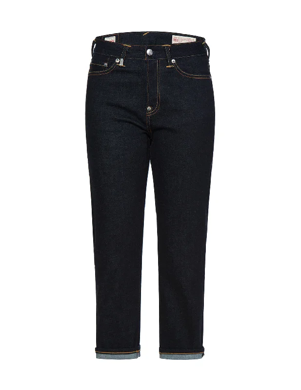 Floral Daicock and Logo Embroidered Straight-legged Jeans Trendy Paperbag Waist Jeans