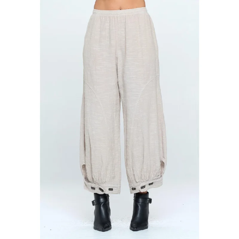 Focus Fashion Harem Cotton Slub Flax Pants (Women's) Chic Checkered Pants