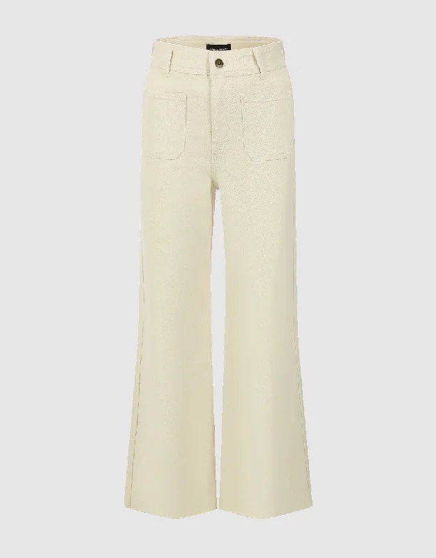 Front Pocket Wide-Leg Jeans Stylish Tapered Fit Jeans
