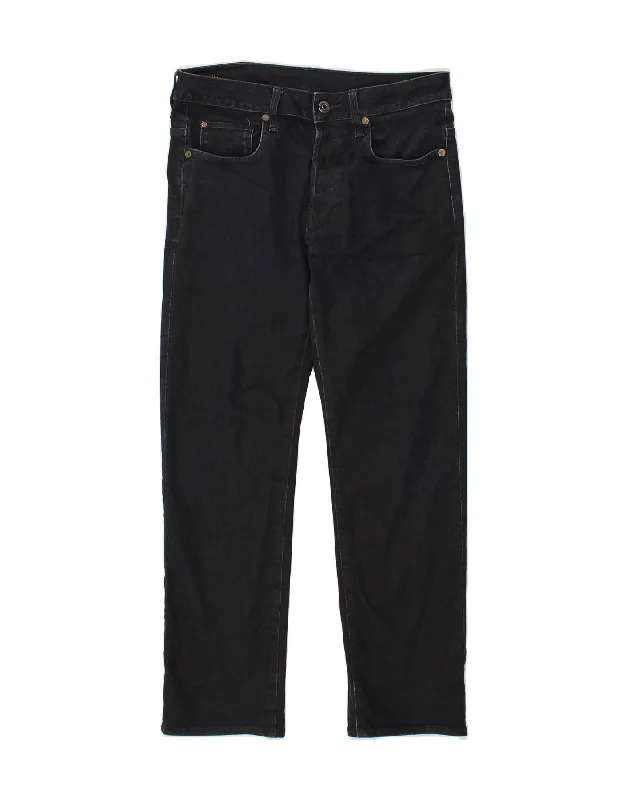 G-STAR Womens Straight Jeans W30 L27 Black Cotton Stylish Acid-Wash Jeans