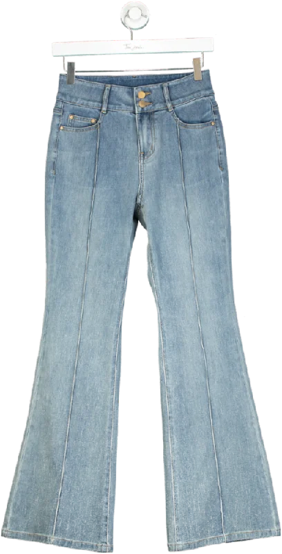 Goelia Blue Flared Jeans UK 6 Comfortable Drawstring Waist Jeans