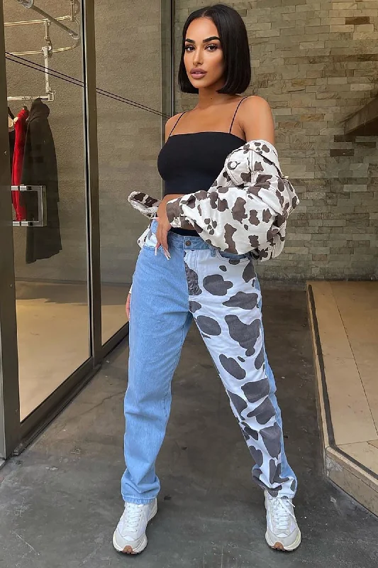 Got Moooves Non Stretch Mom Jeans - Brown/combo Trendy Colored Denim Jeans
