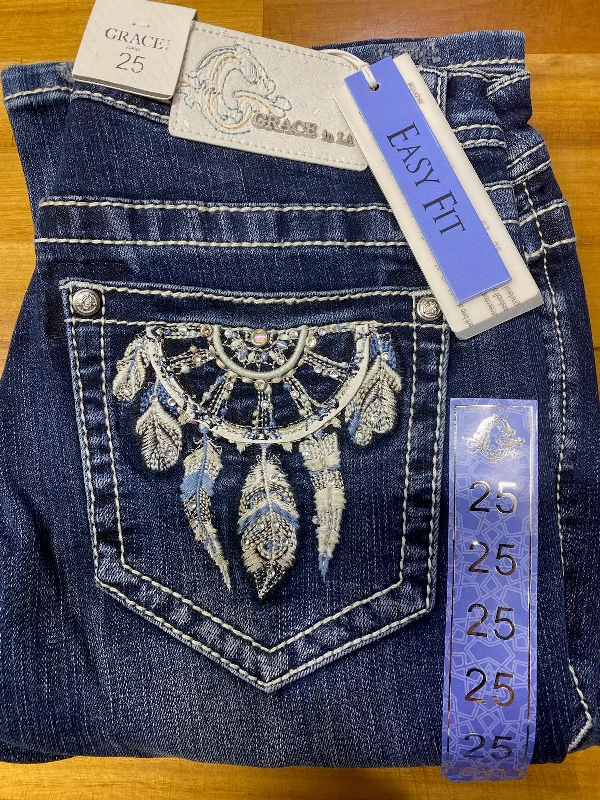 Grace in LA Dream Catcher Easy Fit Jeans - EB61737 Trendy Wide-Leg High-Waist Denim