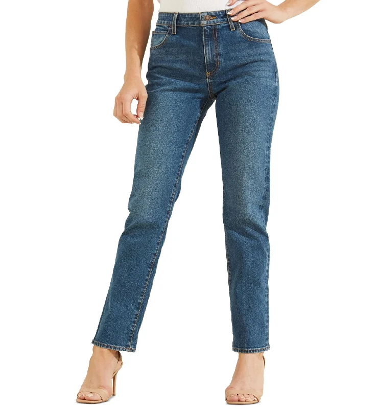 Guess Womens Slim Straight Leg Jeans Stylish Shredded Denim Jeans