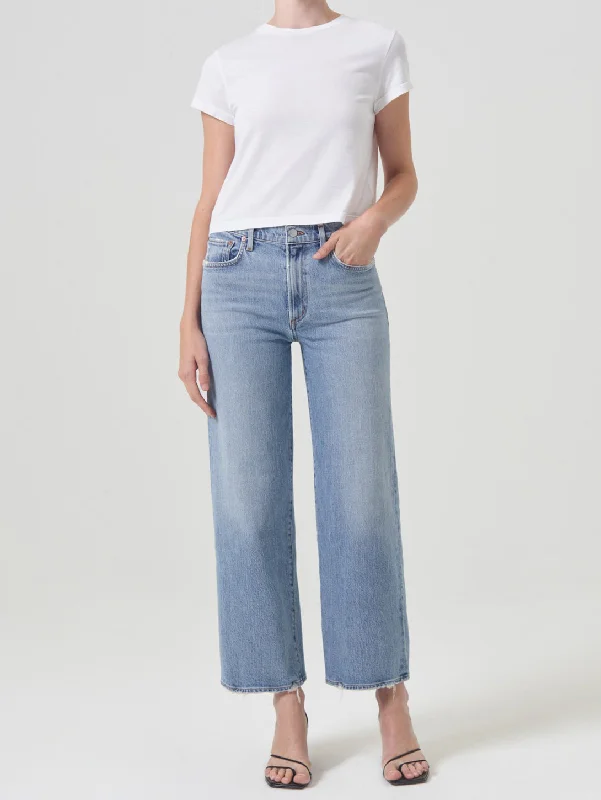 Harper Mid Rise Stretch Crop Jean - Hassel Trendy Pleated Waist Jeans