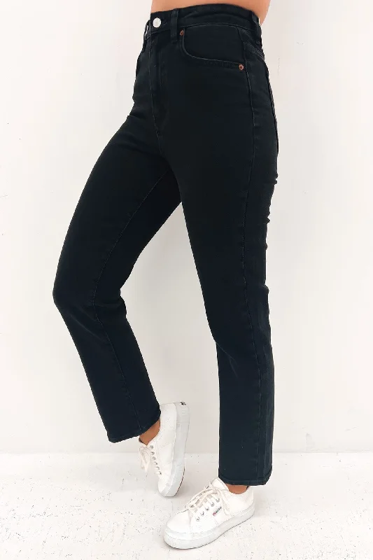 Hi Straight Long Jean Black Beauty Cozy Tencel Blend Denim Jeans
