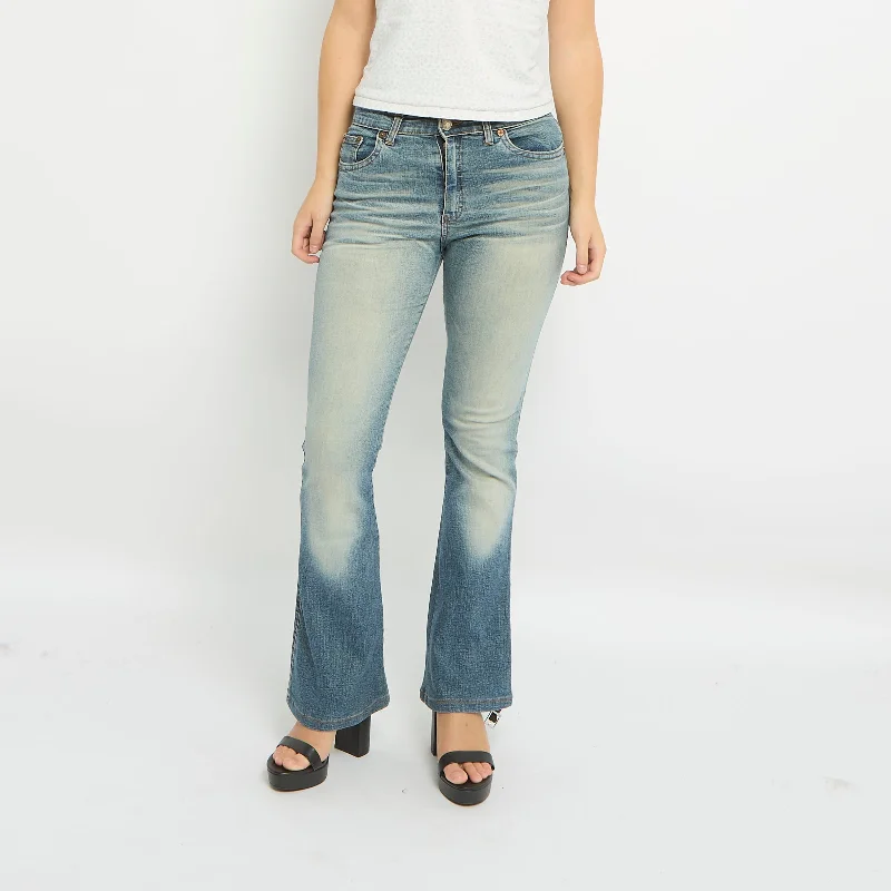 High Waist Flared Leg Jeans- UK 8 Comfortable Faded High-Rise Jeans