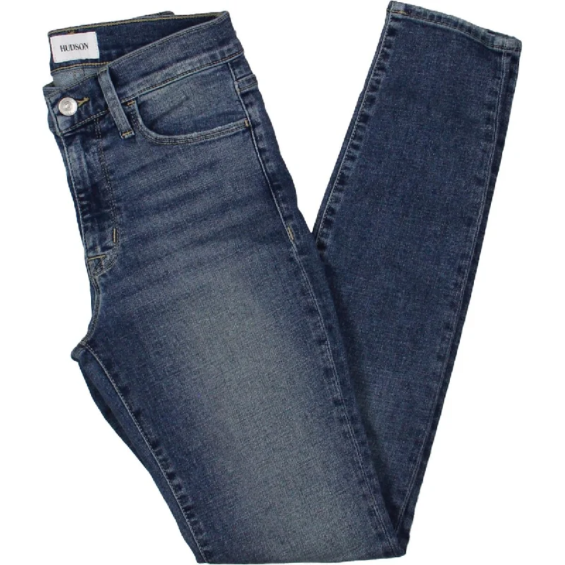 Hudson Womens Blair High-Rise Medium Wash Skinny Jeans Stylish Paperbag Waist Denim