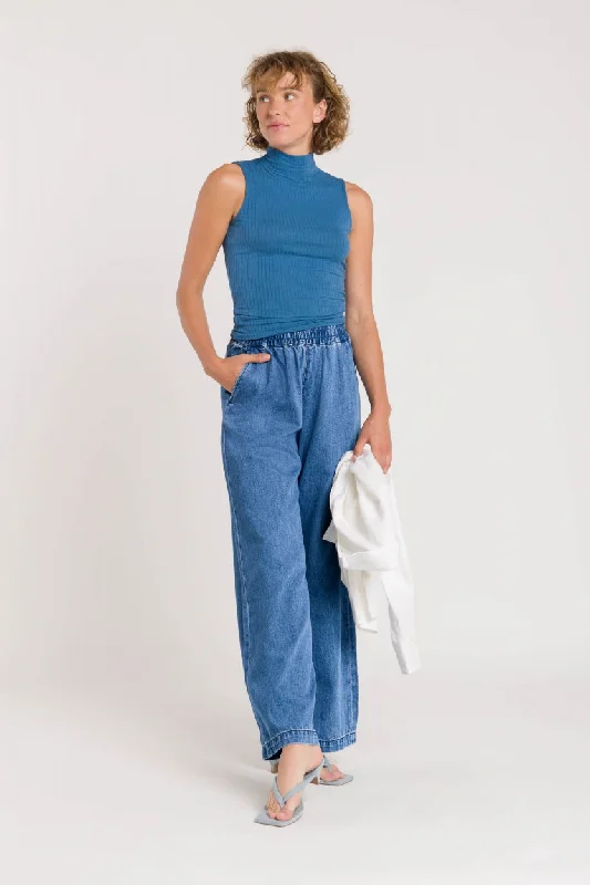 Noriko Pants Quennell Mid Used Blue Modern Bootcut Pants