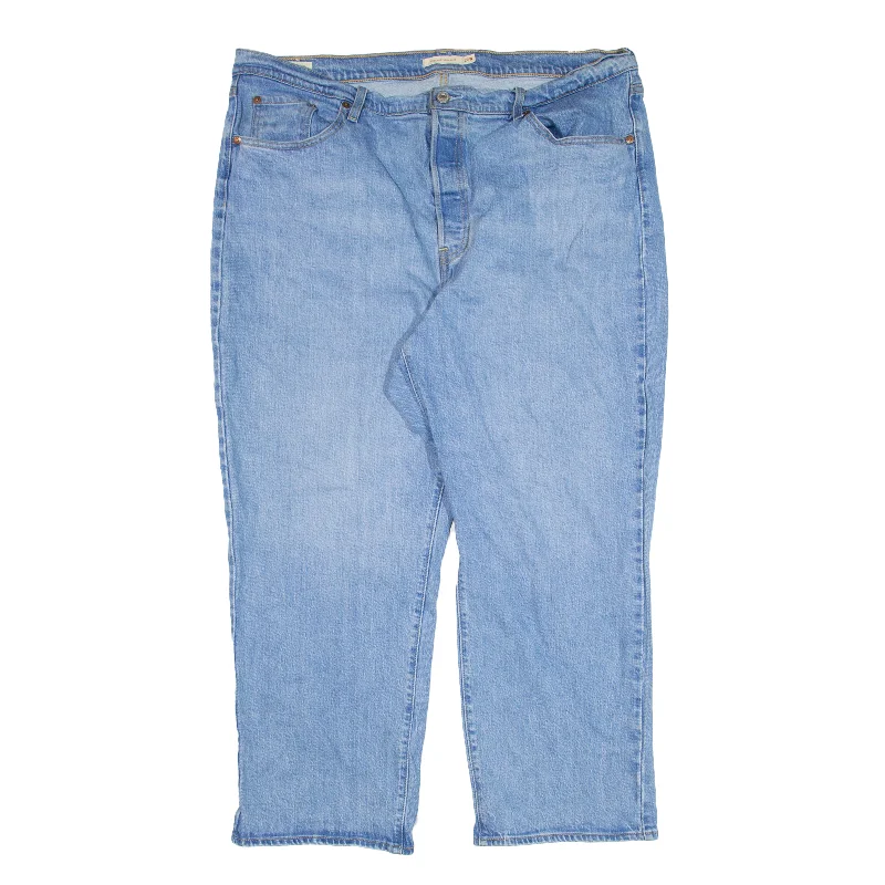 LEVI'S Ribcage BIG E Jeans Blue Denim Regular Straight Womens W40 L26 Elegant Raw Hem Jeans
