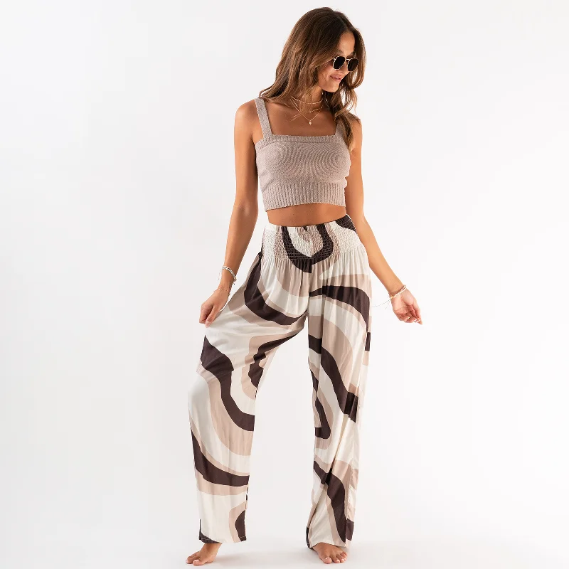 Lotus and Luna - Latte Wide Leg Pants Classic Chino Pants