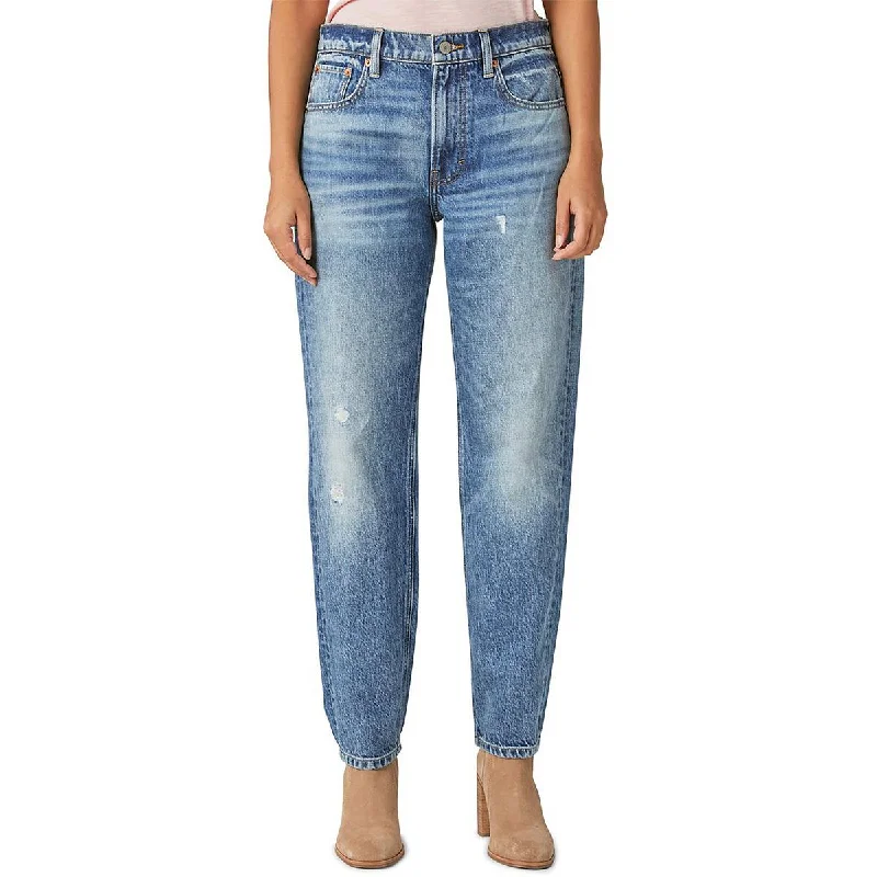 Lucky Brand Womens Relaxed Whisker Wash Straight Leg Jeans Stylish Shredded Denim Jeans