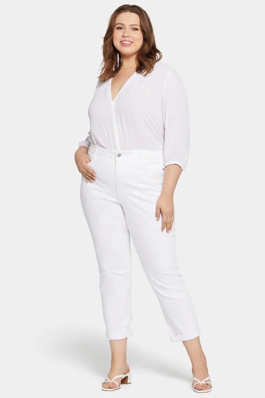 Margot Girlfriend Jeans In Plus Size - Optic White Comfortable Boyfriend Jeans