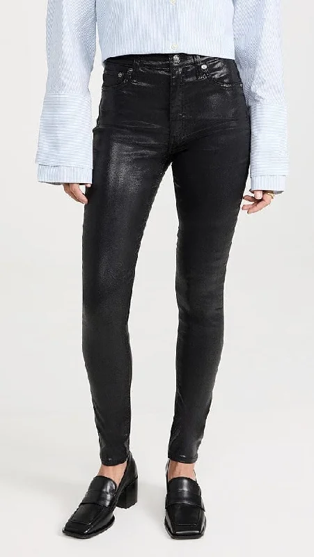 "Nina" Coated Black Jean Trendy Skinny High-Waist Jeans