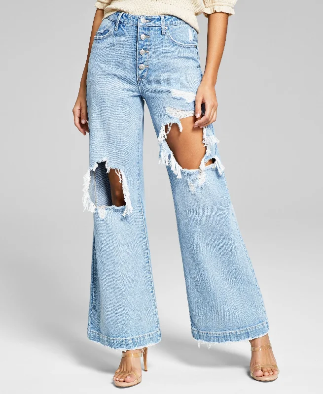 Now This Womens Cotton Wide Leg Jeans Comfortable Dark Wash Jeans