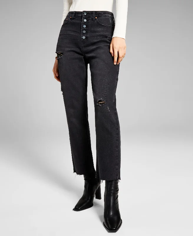Now This Womens Ripped Mom Jeans Casual Light Wash Jeans