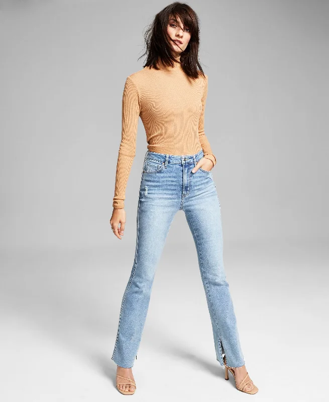 Now This Womens Slit Flare Leg Jeans Comfortable Ankle Jeans