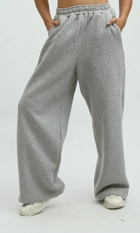 O199400 Heather Grey Cotton Jogger Pants Classic Flared Pants