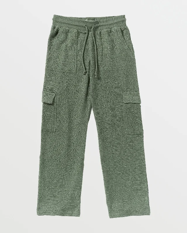 Off The Hook Cargo Sweat Pants - Agave Green Elegant Wool Trousers