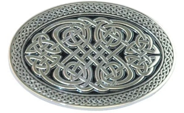 Pant Belt Buckle - Oval Celtic Knotwork Formal Linen Trousers